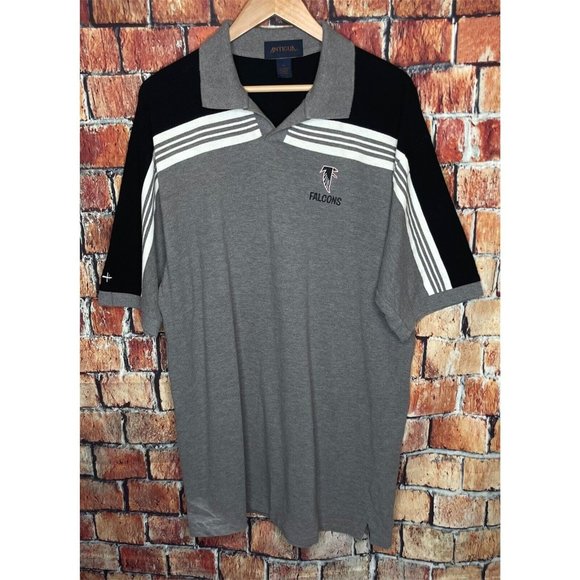 Atlanta Falcons ATL NFL Football Men’s XL Gray Black Short Sleeve Polo Shirt - Picture 2 of 4